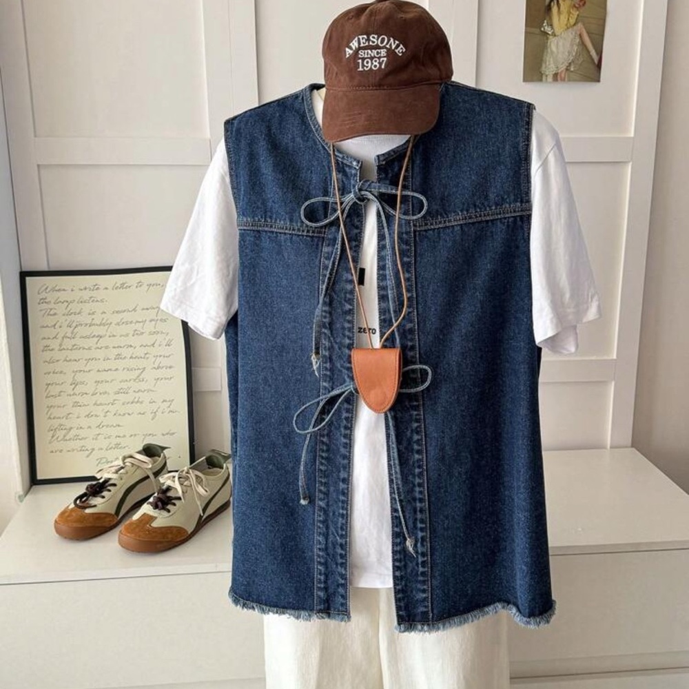 Denim Blue Sleeveless Jacket